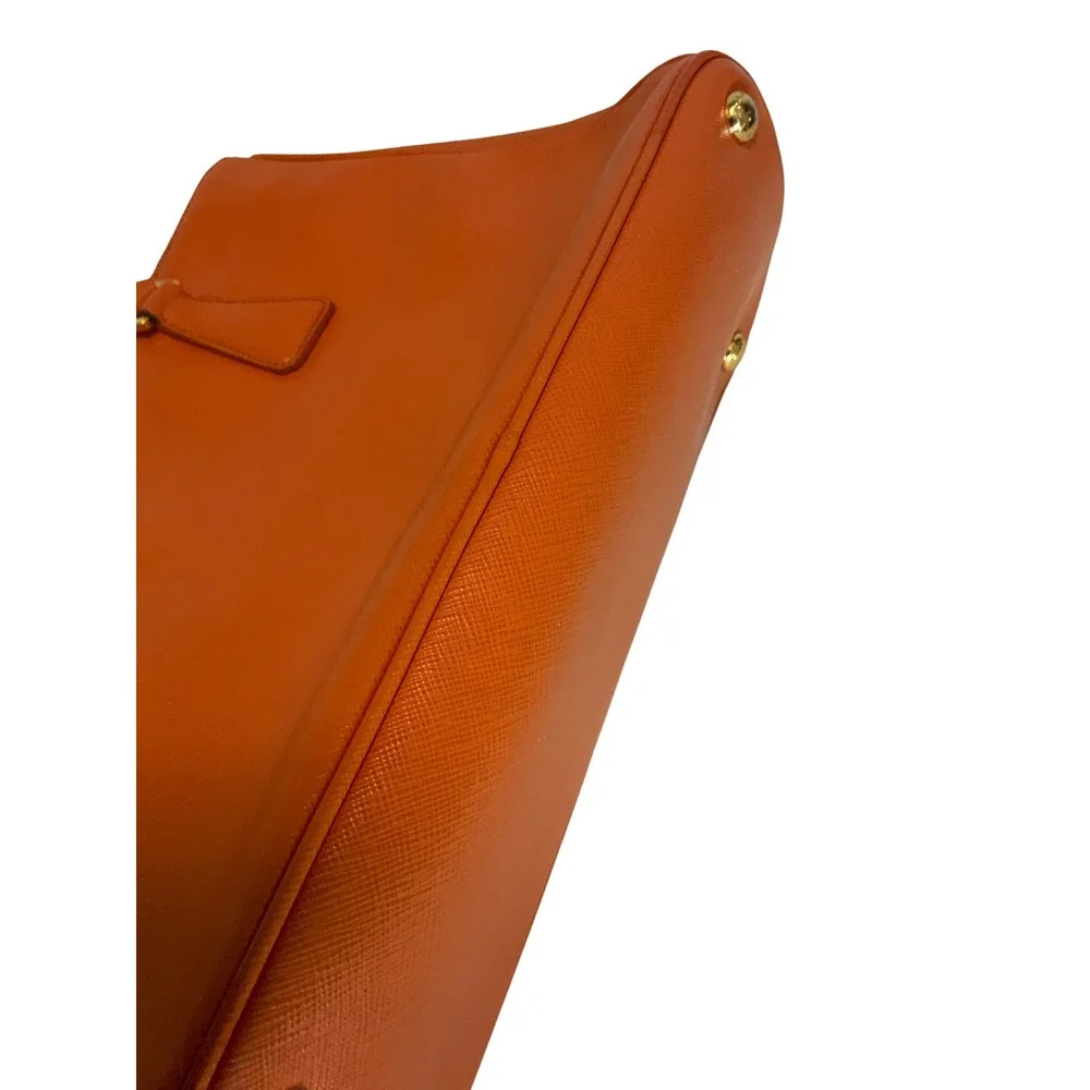 Prada Galleria Saffiano Leather Handbag Orange Gold Hardware Tote Bag BN1874